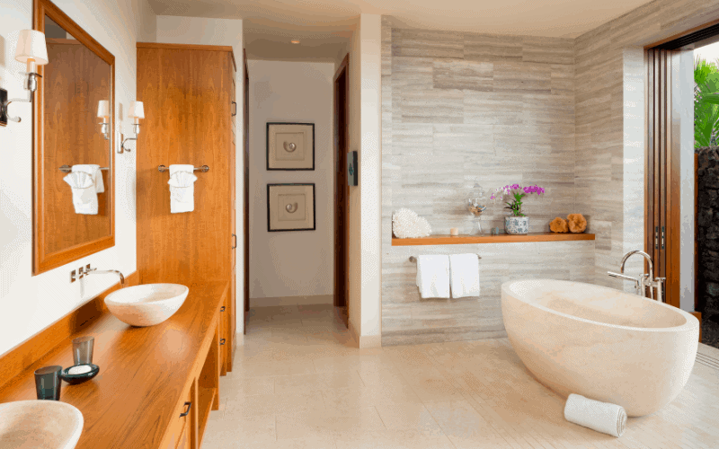 Completed spa bathroom remodel in Poway, San Diego
